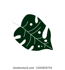 Tropical Philodendron Leaf, Botanical Design Element Vector Illustration