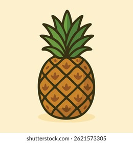 Tropical Pineapple Cartoon Style Vector Illustration