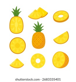 Conjunto de colección de fruta de piña tropical