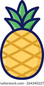 Tropical pineapple fruit icon ideal for summer drinks, beach vibes, food banners, or tropical-themed designs and branding.