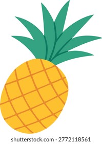 Tropical Pineapple Fruit Illustration - Flat Vector Summer Icon Graphic
