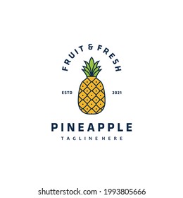 Tropical pineapple fruit minimalist logo design symbol inspiration