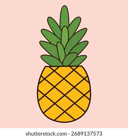 Tropical Pineapple Fruit Simple Cute Summer Food Illustration Icon