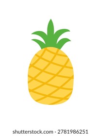 Tropical Pineapple Fruit Vector Icon. Juicy Summer Food Element.