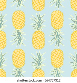 Tropical pineapple fruit vector seamless print pattern design