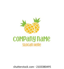 Tropical pineapple logo design template vector illustration