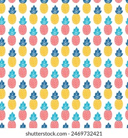 Tropical Pineapple Pop Fruit Party Vector Pattern can be use for background and apparel design