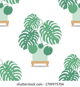 Tropical pineapple seamless pattern background. Vector illustration of fresh colorful fruit in flat doodle hand drawn cartoon style.