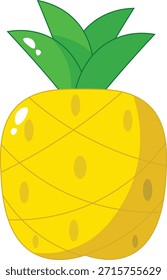 Vector de piña tropical con corona sobre fondo transparente. Perfecto para diseños de verano, etiquetas de alimentos exóticos, empaques de jugos y temas de vacaciones. Ilustración limpia y escalable.