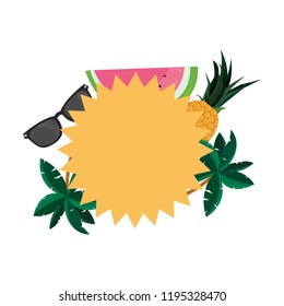 tropical pineapple watermelon sunglasses leaves label template