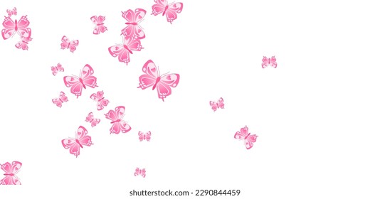 Tropical pink butterflies abstract vector wallpaper. Spring beautiful moths. Simple butterflies abstract kids background. Sensitive wings insects graphic design. Tropical creatures.