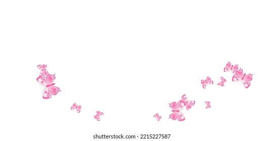 Tropical pink butterflies cartoon vector background. Spring pretty insects. Fancy butterflies cartoon children illustration. Gentle wings moths patten. Fragile beings.