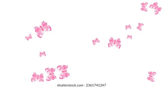 Tropical pink butterflies cartoon vector wallpaper. Spring ornate insects. Fancy butterflies cartoon fantasy illustration. Gentle wings moths patten. Fragile creatures.