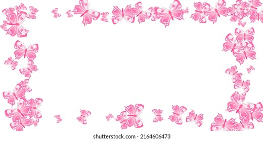 Tropical pink butterflies isolated vector background. Summer funny insects. Decorative butterflies isolated dreamy wallpaper. Sensitive wings moths patten. Fragile beings.