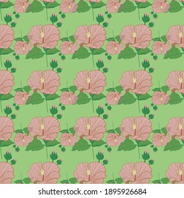 Tropical pink hibiscus flower pattern
