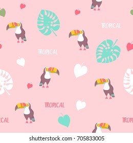 Tropical pink pastel seamless pattern. Perfect for wall decoration or fabric.
