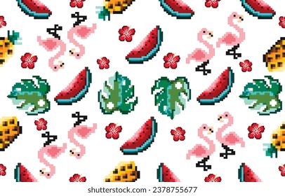 A Tropical pixel pattern design for fabric 