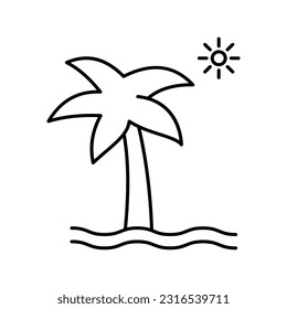 Tropical place Outline Vector Icon that can easily edit or modify

