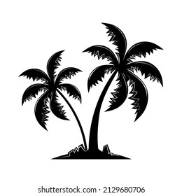 tropical plam trees icon isolated