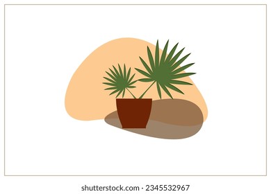Tropical plant of artwork vector. Design modern minimalist  style palm pastel colors on white background. Design print for illustration, textile, digital printing, decoration. Set 4