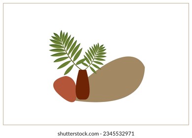 Tropical plant of artwork vector. Design modern minimalist  style ash pastel colors on white background. Design print for illustration, textile, digital printing, decoration. Set 5