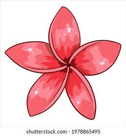 Tropical plant bright flower in cartoon style. Vector illustration for design isolated on white background.
