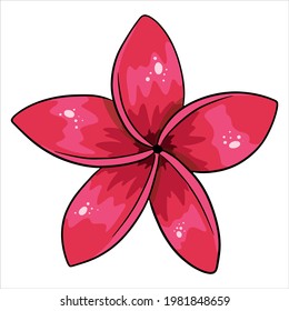 Tropical plant bright flower in cartoon style. Vector illustration for design isolated on white background.