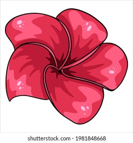 Tropical plant bright flower in cartoon style. Vector illustration for design isolated on white background.