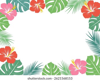 Tropical plant frame vector illustration
