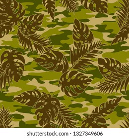 Tropical plant illustration pattern,