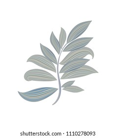 Tropical plant, jungle green palm leaf isolated on white background. Vector illustration. Element for Floral Arrangement.