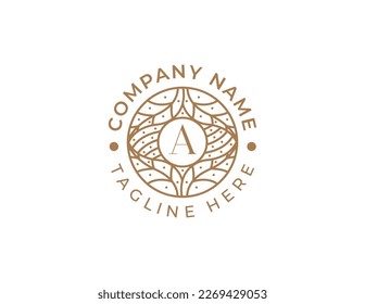 Tropical plant Leaf Flower Logo icon Concept symbol sign Element Design. Ecology, Cosmetics, Spa, Beauty salon, Boutique, Natural Products, Hotel Logotype. Vector illustration template