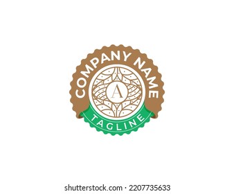 Tropical Plant Leaf Flower Stamp Badge Logo Concept sign icon symbol Design Element. Herbal, Natural Products, Cosmetics, Ecology, health Care, spa, Floral Logotype. Vector illustration template 