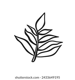 Tropical plant leaf outline sticker illustration style