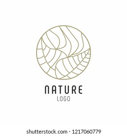 Tropical plant logo. Abstract badge for natural products, flower shop, cosmetics, ecology concepts, health, spa, yoga Center. Vector
