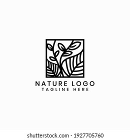 Tropical plant logo, nature logo, beach logo vector template