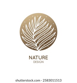 Tropical plant logo. Outline emblem of exotic flower in linear style. Pattern minimal icon. Vector abstract badge