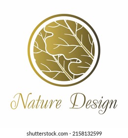 Tropical plant logo. Outline the flower emblem or feather in a circle in a linear style #1