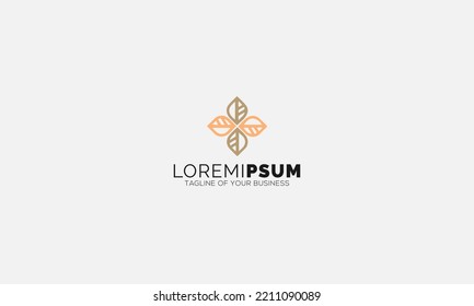 Tropical Plant Logo. Round Emblem Leaves In Linear Style