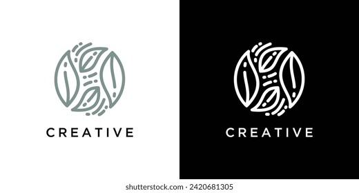 Vector de logotipo de planta tropical lineal	