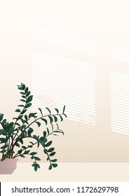 tropical plant and louver window shade background
