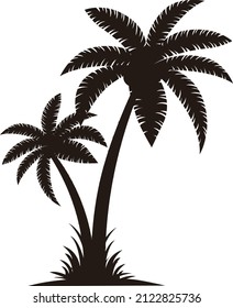 Tropical plant palm tree silhouette