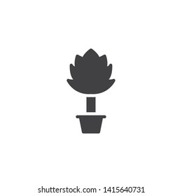 Tropical plant in pot vector icon. Potted tree filled flat sign for mobile concept and web design. Exotic house plant glyph icon. Symbol, logo illustration. Vector graphics