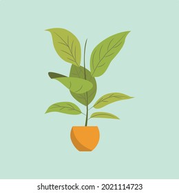 Tropical plant in pot vector suitable for multiple purpose