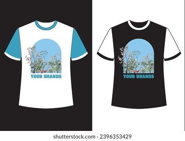 Tropical Plant printed T shirt Design, Flower, Bird, Your branding T shirt Design. 