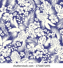 Tropical plant seamless pattern illustration