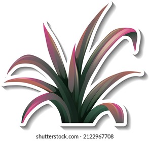 Tropical plant sticker on white background illustration