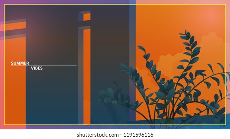 tropical plant summer background. nostalgic\ emotion \ aesthetic feeling