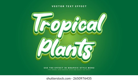 Tropical Plants 3d editable text effect Template Suitable for nature theme