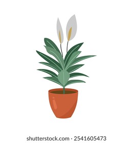 Tropical Plants in Botanical Illustration. Potted Plant. House Plant. Aesthetic Plant. Plants illustration. Plant and Flower.